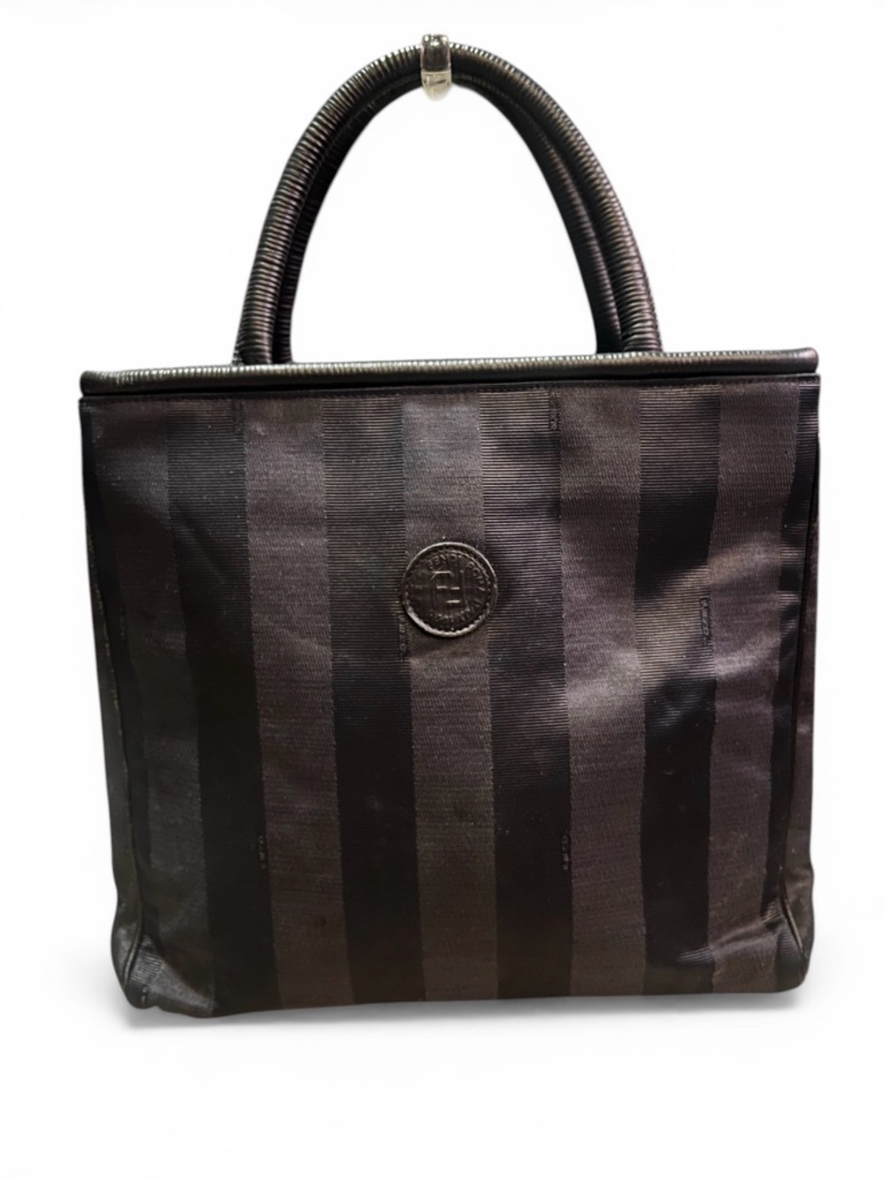 Authentic Vintage Navy Fendi Zucca Stripe Tote
